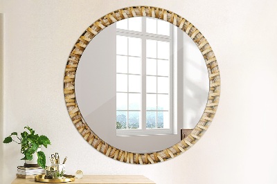 Okroglo stensko okrasno ogledalo Naravna pletenica