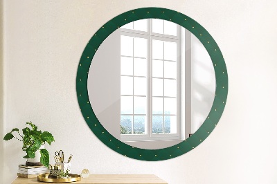 Tiskano okroglo ogledalo Zelena luksuzna predloga