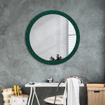 Tiskano okroglo ogledalo Zelena luksuzna predloga