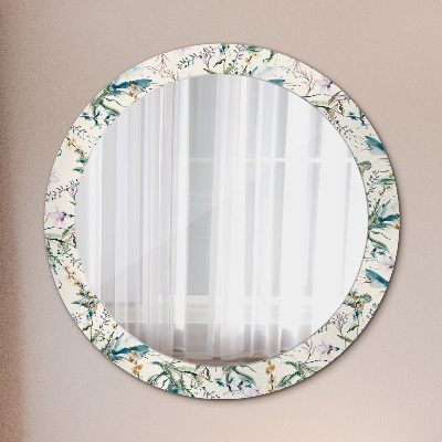 Tiskano okroglo ogledalo Akvarelni cvetovi