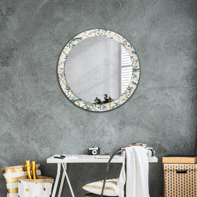Tiskano okroglo ogledalo Akvarelni cvetovi