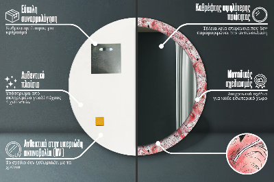 Okroglo stensko okrasno ogledalo Vzorec plamena