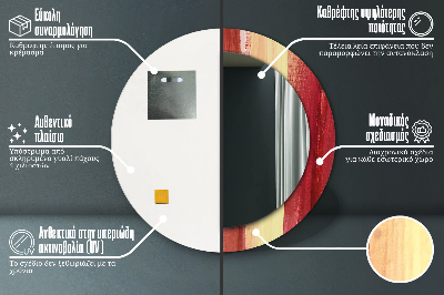 Okroglo ogledalo s potiskanim okvirjem Abstraktna slika