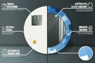 Tiskano okroglo ogledalo Modri ​​povzetek