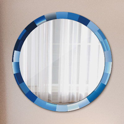 Tiskano okroglo ogledalo Modri ​​povzetek