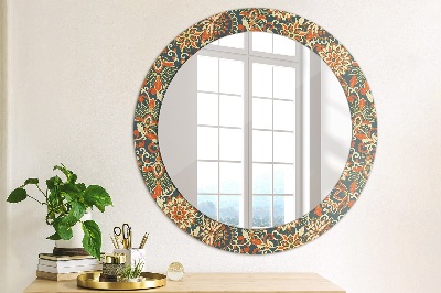 Okroglo ogledalo s potiskanim okvirjem Ilustracija cvetja