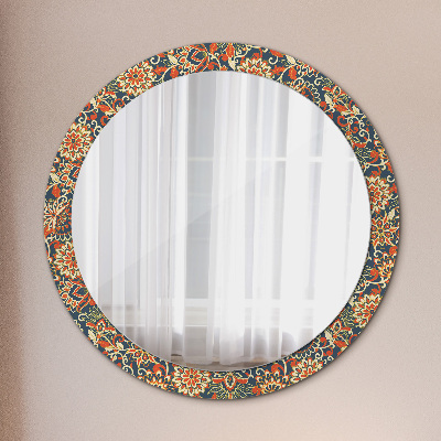 Okroglo ogledalo s potiskanim okvirjem Ilustracija cvetja