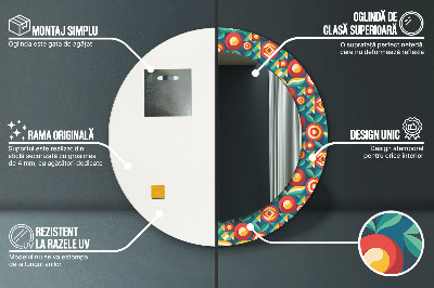 Okroglo okrasno ogledalo Geometrijsko sadje in listi