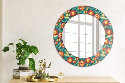 Okroglo okrasno ogledalo Geometrijsko sadje in listi