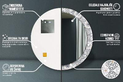 Okroglo stensko okrasno ogledalo Geometrijski okraski