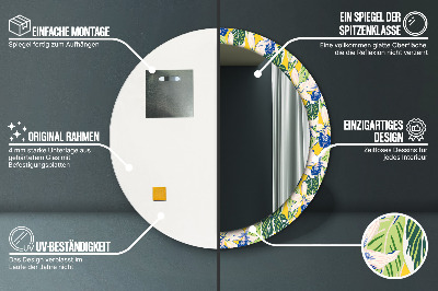 Okroglo okrasno ogledalo Modra in rumena orhideja