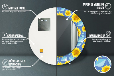 Okroglo okrasno ogledalo Geometrijske sončnice