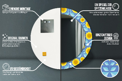 Okroglo okrasno ogledalo Geometrijske sončnice