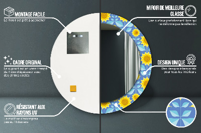 Okroglo okrasno ogledalo Geometrijske sončnice