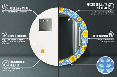 Okroglo okrasno ogledalo Geometrijske sončnice