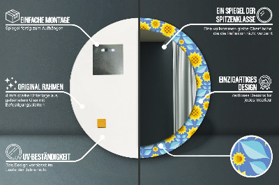 Okroglo okrasno ogledalo Geometrijske sončnice