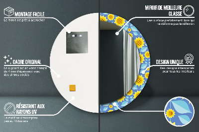 Okroglo okrasno ogledalo Geometrijske sončnice