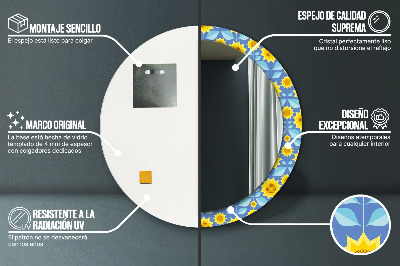 Okroglo okrasno ogledalo Geometrijske sončnice