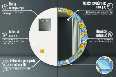 Okroglo okrasno ogledalo Geometrijske sončnice