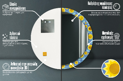 Okroglo okrasno ogledalo Geometrijske sončnice