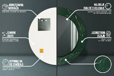 Tiskano okroglo ogledalo Občutljivi zlati listi