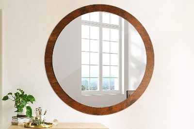 Okroglo stensko okrasno ogledalo Naravni les