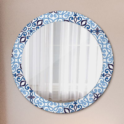 Okroglo okrasno ogledalo Modri ​​arabski vzorec