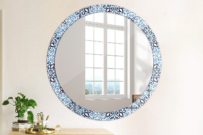 Okroglo okrasno ogledalo Modri ​​arabski vzorec