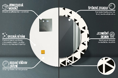 Okroglo ogledalo s potiskanim okvirjem Abstraktni geometrijski