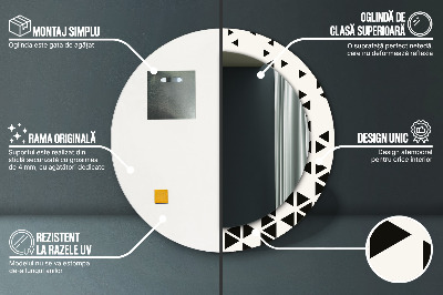 Okroglo ogledalo s potiskanim okvirjem Abstraktni geometrijski