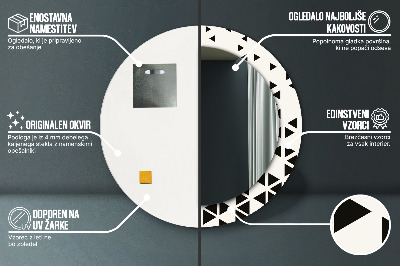 Okroglo ogledalo s potiskanim okvirjem Abstraktni geometrijski