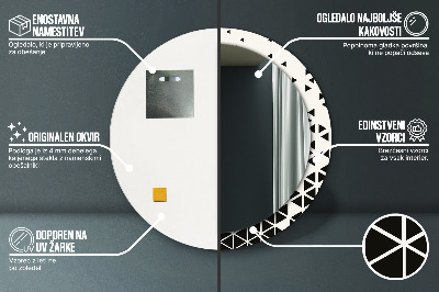 Okroglo ogledalo s potiskanim okvirjem Abstraktni geometrijski