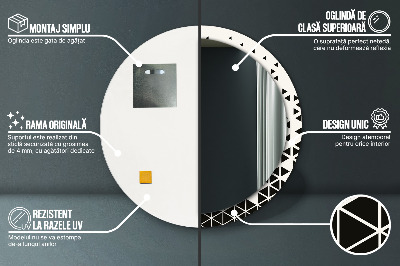 Okroglo ogledalo s potiskanim okvirjem Abstraktni geometrijski