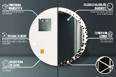 Okroglo ogledalo s potiskanim okvirjem Abstraktni geometrijski