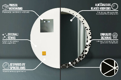 Okroglo ogledalo s potiskanim okvirjem Abstraktni geometrijski