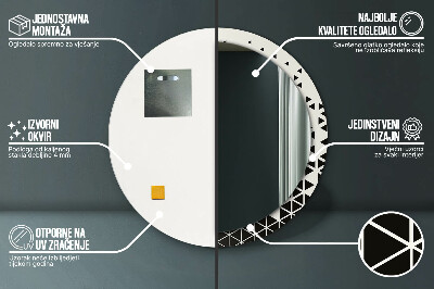 Okroglo ogledalo s potiskanim okvirjem Abstraktni geometrijski