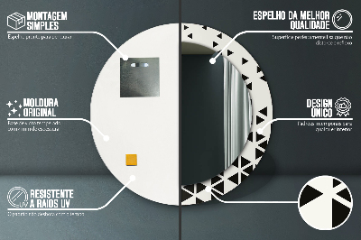 Okroglo ogledalo s potiskanim okvirjem Abstraktni geometrijski