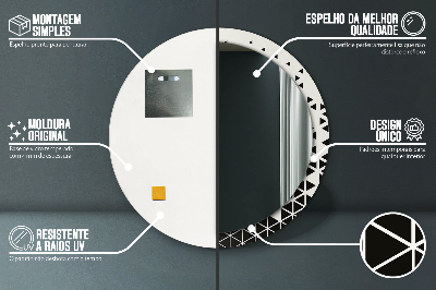 Okroglo ogledalo s potiskanim okvirjem Abstraktni geometrijski