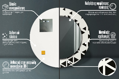 Okroglo ogledalo s potiskanim okvirjem Abstraktni geometrijski