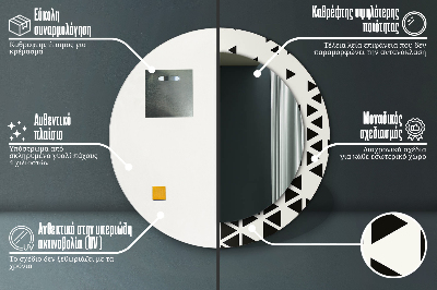 Okroglo ogledalo s potiskanim okvirjem Abstraktni geometrijski