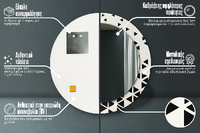 Okroglo ogledalo s potiskanim okvirjem Abstraktni geometrijski