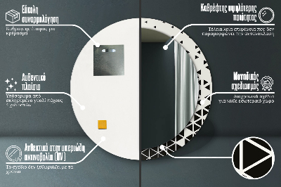 Okroglo ogledalo s potiskanim okvirjem Abstraktni geometrijski