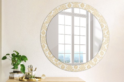 Okroglo stensko okrasno ogledalo Baročni damask