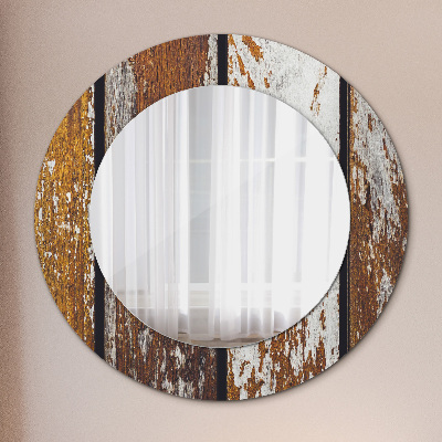 Tiskano okroglo ogledalo Vintage temni les