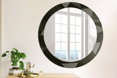 Okroglo ogledalo s potiskanim okvirjem Abstraktna črna