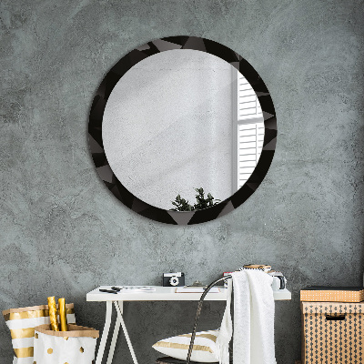 Okroglo ogledalo s potiskanim okvirjem Abstraktna črna