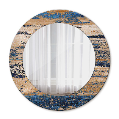 Okroglo stensko okrasno ogledalo Abstraktni les