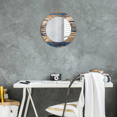 Okroglo stensko okrasno ogledalo Abstraktni les