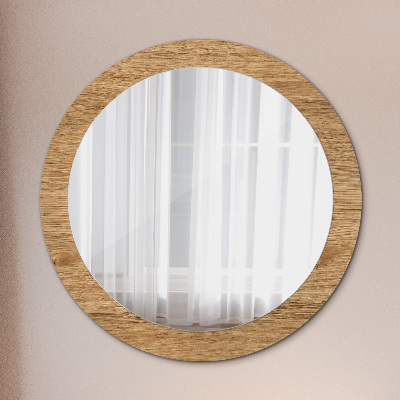 Okroglo okrasno ogledalo Lesena tekstura