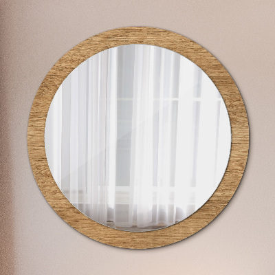 Okroglo okrasno ogledalo Lesena tekstura